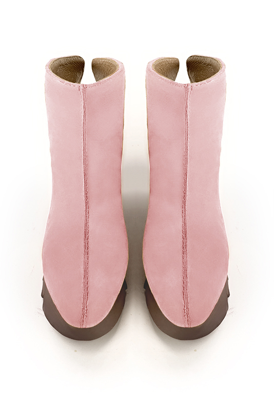 Light pink women's ankle boots with a zip at the back.. Top view - Florence KOOIJMAN